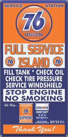 UNION 76 GAS FULL SERVICE ISLAND GAS STATION SERVICE GASOLINE OLD SIGN REMAKE ALUMINUM CLAD SIGN VARIOUS SIZES