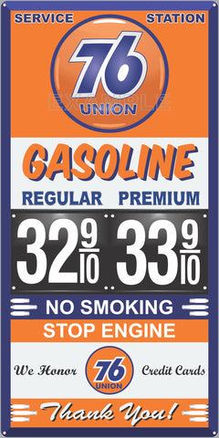 UNION 76 GAS STATION GAS PRICE PER GALLON SERVICE STATION GASOLINE OLD SIGN REMAKE ALUMINUM CLAD SIGN VARIOUS SIZES