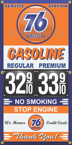 UNION 76 GAS STATION GAS PRICE PER GALLON VINTAGE OLD SIGN REMAKE BANNER SIGN ART MURAL VARIOUS SIZES