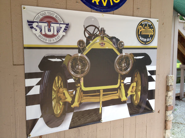 1914 STUTZ BEARCAT YELLOW GARAGE SCENE WALL ART MURAL PRINTED BANNER SIGN 4' x 3'