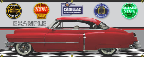 1950 CADILLAC SERIES 61 RED TWO DOOR CAR GARAGE SCENE SIDE VIEW BANNER SIGN ART MURAL VARIOUS SIZES