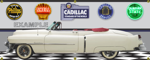 1953 CADILLAC SERIES 62 ALPINE WHITE CAR GARAGE SCENE SIDE VIEW BANNER SIGN ART MURAL VARIOUS SIZES
