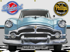 1953 PACKARD CLIPPER TEAL CAR GARAGE SCENE SIDE VIEW BANNER SIGN CAR ART MURAL 4' X 3'