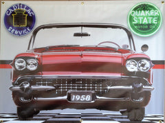 1958 CADILLAC ELDORADO RED GARAGE SCENE Neon Effect Sign Printed Banner 4' x 3'