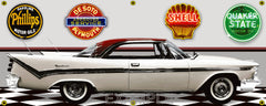 1959 DESOTO FIRESWEEP WHITE RED CAR GARAGE SCENE SIDE VIEW BANNER SIGN CAR ART MURAL VARIOUS SIZES