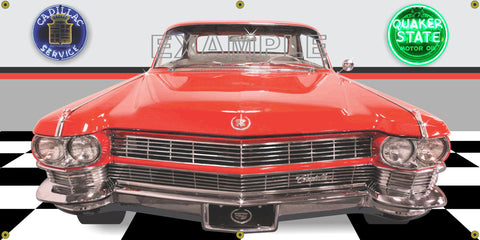 1964 CADILLAC FLEETWOOD SPECIAL 60 RED CAR GARAGE SCENE FRONT VIEW BANNER SIGN CAR ART MURAL VARIOUS SIZES