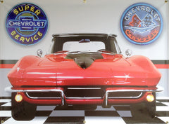 1965 RED CHEVY CORVETTE STINGER GARAGE SCENE Neon Effect Sign Printed Banner 4' x 3'