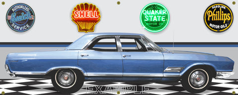 1966 BUICK WILDCAT SEDAN BLUE CAR GARAGE SCENE SIDE VIEW BANNER SIGN ART MURAL VARIOUS SIZES
