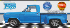 1967 FORD F100 TRUCK BLUE CUSTOM FLARESIDE GARAGE SCENE SIDE VIEW BANNER SIGN CAR ART MURAL VARIOUS SIZES