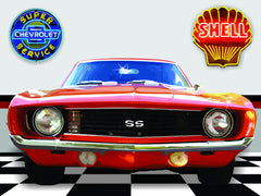 1969 CAMARO SS 396 GARAGE SCENE Neon Effect Sign Printed Banner 4' x 3'