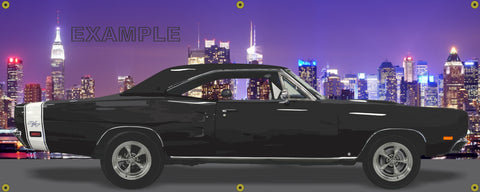 1969 DODGE CORONET RT BLACK CUSTOM NY CITY SCENE SIDE VIEW BANNER SIGN CAR ART MURAL VARIOUS SIZES