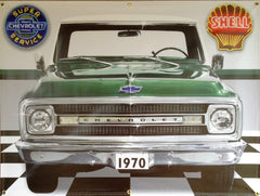 1970 CHEVY C10 TRUCK GREEN GARAGE SCENE Neon Effect Sign Printed Banner 4' x 3'