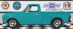 1970 CHEVROLET C10 TRUCK TEAL GREEN STEPSIDE GARAGE SCENE SIDE VIEW BANNER SIGN ART MURAL VARIOUS SIZES