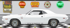1970 DODGE CHALLENGER R/T VANISHING POINT WHITE CAR GARAGE SCENE SIDE VIEW BANNER SIGN ART MURAL VARIOUS SIZES