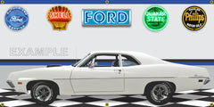 1970 FORD Falcon 429 Super Cobra Jet V8 WHITE CAR GARAGE SCENE SIDE VIEW BANNER SIGN ART MURAL VARIOUS SIZES