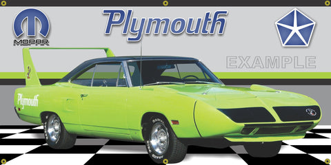 1970 PLYMOUTH SUPERBIRD ROADRUNNER LIMELIGHT GREEN SIDE VIEW GARAGE SCENE BANNER MURAL VARIOUS SIZES