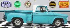 1971 DODGE D100 TRUCK STEPSIDE SEAFOAM GARAGE SCENE SIDE VIEW BANNER SIGN CAR ART MURAL VARIOUS SIZES