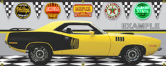 1971 PLYMOUTH 'CUDA LEMON TWIST 440 CAR GARAGE SCENE SIDE VIEW BANNER SIGN ART MURAL VARIOUS SIZES