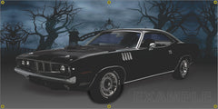 1971 PLYMOUTH HEMI CUDA 426 BLACK CEMETERY SCENE SIDE VIEW BANNER SIGN ART MURAL VARIOUS SIZES