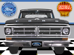 1972 FORD F-100 TRUCK BLACK GARAGE SCENE SIDE VIEW BANNER SIGN CAR ART MURAL 4' X 3'