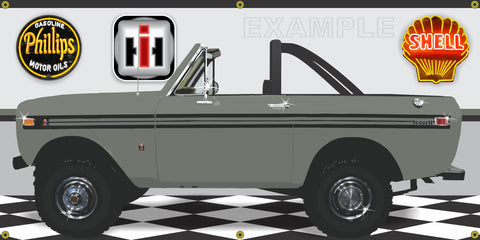 1974 INTERNATIONAL IH SCOUT II DARK GREEN GARAGE SCENE SIDE VIEW BANNER SIGN ART MURAL VARIOUS SIZES