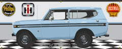1974 INTERNATIONAL IH SCOUT II GLACIER BLUE GARAGE SCENE SIDE VIEW BANNER SIGN CAR ART MURAL VARIOUS SIZES