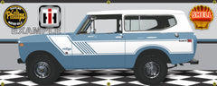 1974 INTERNATIONAL IH SCOUT II RALLYE MED BLUE GARAGE SCENE SIDE VIEW BANNER SIGN CAR ART MURAL VARIOUS SIZES