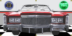 1975 CADILLAC ELDORADO CONVERTIBLE RED CAR GARAGE SCENE FRONT VIEW BANNER SIGN CAR ART MURAL VARIOUS SIZES