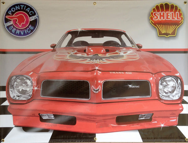 1976 Pontiac Trans Am RED GARAGE SCENE Neon Effect Sign Printed Banner 4' x 3'