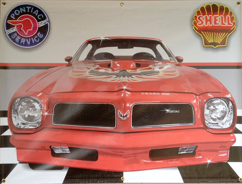 1976 Pontiac Trans Am RED GARAGE SCENE Neon Effect Sign Printed Banner 4' x 3'