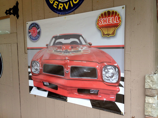 1976 Pontiac Trans Am RED GARAGE SCENE Neon Effect Sign Printed Banner 4' x 3'