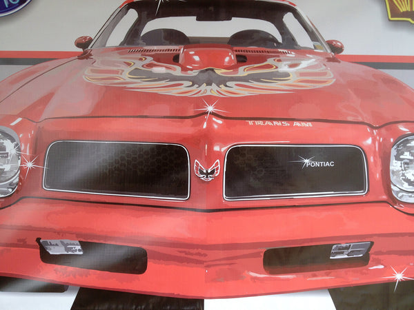 1976 Pontiac Trans Am RED GARAGE SCENE Neon Effect Sign Printed Banner 4' x 3'