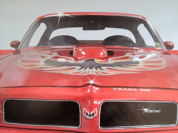 1976 Pontiac Trans Am RED GARAGE SCENE Neon Effect Sign Printed Banner 4' x 3'