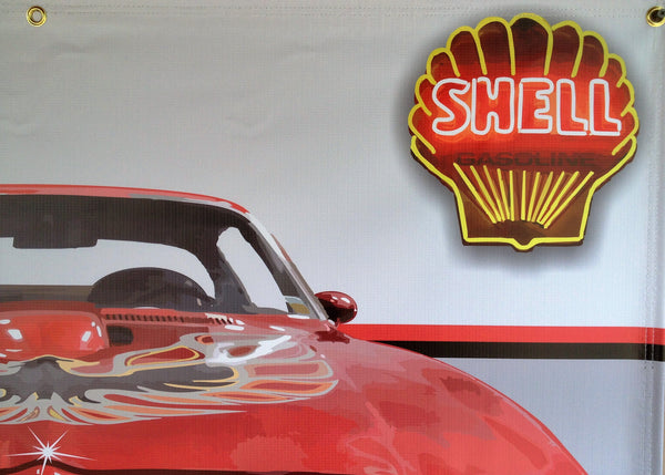 1976 Pontiac Trans Am RED GARAGE SCENE Neon Effect Sign Printed Banner 4' x 3'