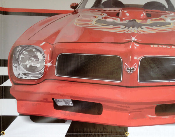 1976 Pontiac Trans Am RED GARAGE SCENE Neon Effect Sign Printed Banner 4' x 3'