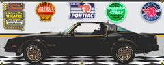 1977 PONTIAC BLACK TRANS AM BANDIT MOVIE CAR GARAGE SCENE BANNER SIGN ART MURAL VARIOUS SIZES