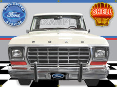 1978 FORD F-100 RANGER XLT TRUCK WHITE GARAGE SCENE SIDE VIEW BANNER SIGN CAR ART MURAL 4' X 3'