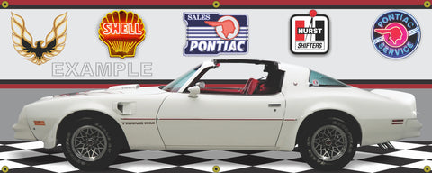1978 PONTIAC FIREBIRD TRANS AM WHITE HURST EDITION CAR GARAGE SCENE SIDE VIEW BANNER SIGN ART MURAL VARIOUS SIZES