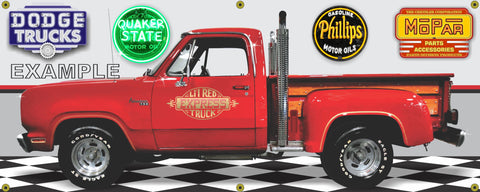 1979 DODGE LIL RED EXPRESS TRUCK GARAGE SCENE SIDE VIEW BANNER SIGN CAR ART MURAL VARIOUS SIZES