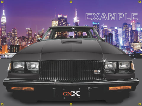 1987 BUICK GNX BLACK FRONT VIEW CITY SCENE 3' X 4' BANNER SIGN CAR ART MURAL