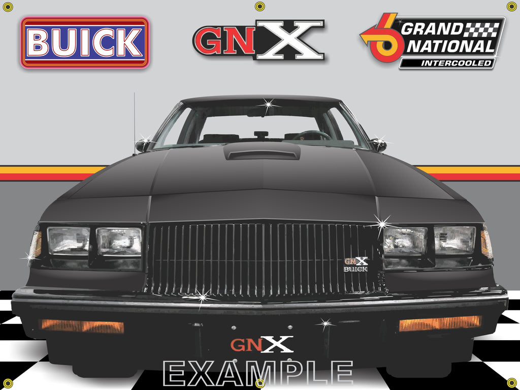 1987 BUICK GNX BLACK CAR GARAGE SCENE FRONT VIEW 3' X 4' BANNER SIGN CAR ART MURAL