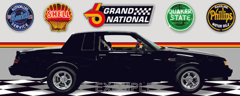1987 BUICK GRAND NATIONAL BLACK CAR GARAGE SCENE SIDE VIEW BANNER SIGN ART MURAL VARIOUS SIZES