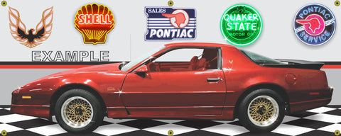 1988 PONTIAC TRANS AM GTA FLAME RED HARDTOP CAR GARAGE SCENE SIDE VIEW BANNER SIGN ART MURAL VARIOUS SIZES