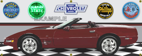 1993 CHEVROLET CORVETTE 40TH ANNIVERSARY CONVERTIBLE RED CAR GARAGE SCENE SIDE VIEW BANNER SIGN ART MURAL VARIOUS SIZES
