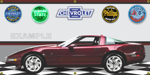 1993 CHEVROLET CORVETTE 40TH ANNIVERSARY HARD TOP RED CAR GARAGE SCENE SIDE VIEW BANNER SIGN ART MURAL VARIOUS SIZES