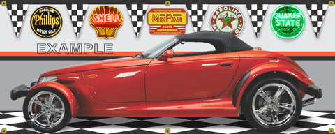 2001 PLYMOUTH PROWLER METALLIC ORANGE GARAGE SCENE SIDE VIEW BANNER SIGN ART MURAL VARIOUS SIZES