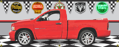 2004 DODGE RAM SRT-10 VIPER TRUCK RED GARAGE SCENE SIDE VIEW BANNER SIGN CAR ART MURAL VARIOUS SIZES