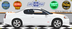 2006 CHEVROLET MONTE CARLO SS WHITE CAR GARAGE SCENE SIDE VIEW BANNER SIGN ART MURAL VARIOUS SIZES