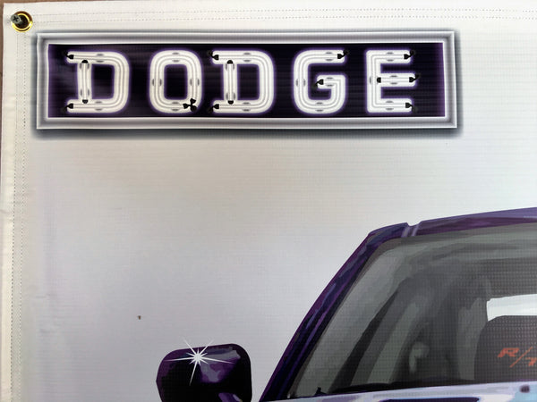 2014 DODGE CHALLENGER RT PLUM CRAZY GARAGE SCENE BANNER SIGN MURAL ART 4' X 3'