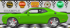 2016 DODGE CHALLENGER HELLCAT SHAKER SUBLIME GREEN CAR GARAGE SCENE SIDE VIEW BANNER SIGN ART MURAL VARIOUS SIZES